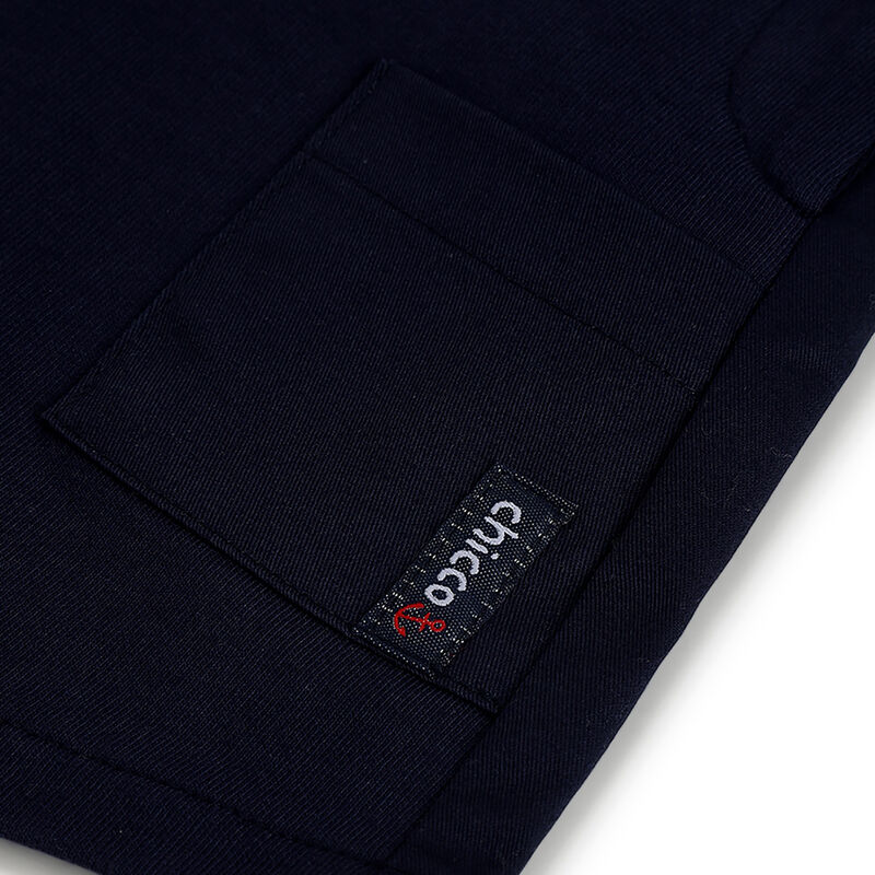 Boys Dark Blue Printed Short Dungaree image number 4